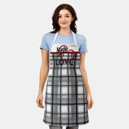 Delantal Hecho con amor Apron personalizado en gris