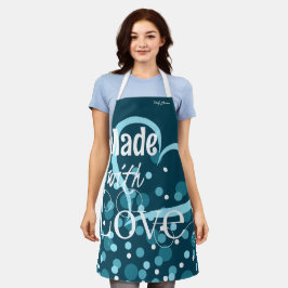 Delantal Hecho con amor Apron personalizado en Verde azulad