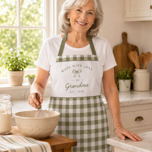 Delantal Hecho Con Amor por la Abuela Gingham Cuadrada Verd