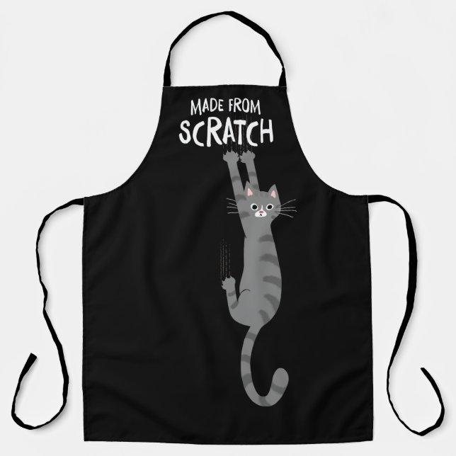 Delantal Hecho De Scratch Funny Tabby Cat Colgando (Anverso)