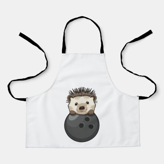 Delantal Hedgehog en el Bowling con bolas (Anverso)