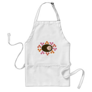 Delantal Hedgehog somnoliento y adorno de cocina de flores