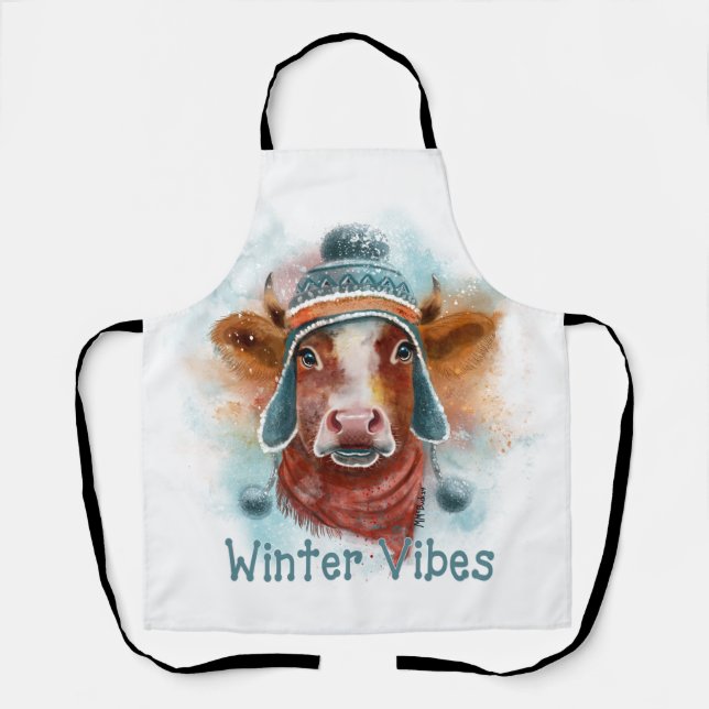 Delantal Heifer En Un Gorra Vibes De Invierno (Anverso)