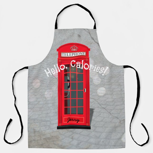 Delantal Hello, Calories! Red London Phone Booth (Anverso)