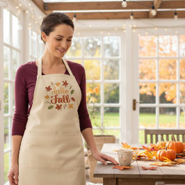Delantal  Hello Fall Kitchen Apron with Autumn Leaves