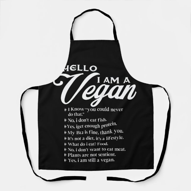 Delantal Hello I Am A Vegan 9 Things About Vegan (Anverso)