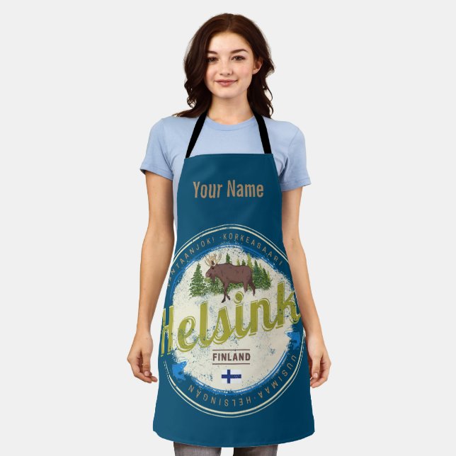 Delantal Helsinki, capital del alce de Finlandia, recuerdo  (Gastado)