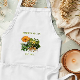 Delantal Herbal Goodness Year Established Kitchen Apron