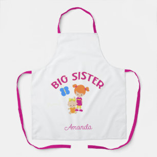 Delantal Hermana grande con hermana bebé personalizada