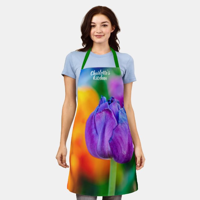 Delantal Hermosa Flor Violeta De Tulipanes (Gastado)