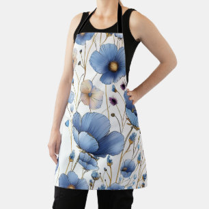 Delantal Hermosa floral azul claro