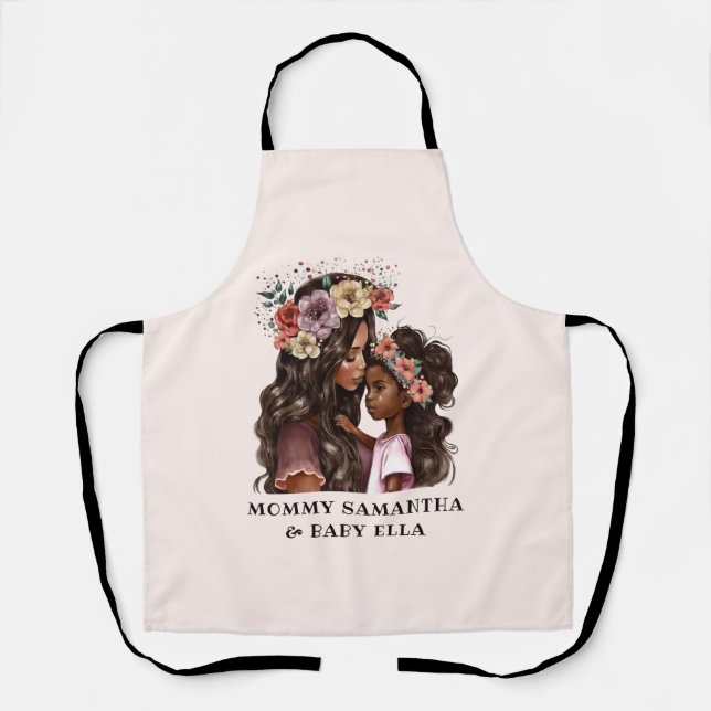 Delantal Hermosa madre y hija negras (2) (Anverso)