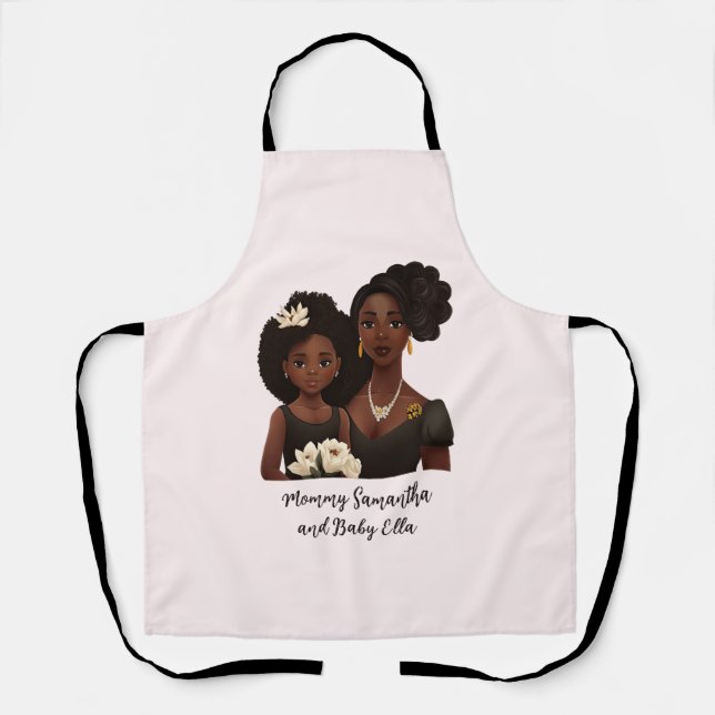 Delantal Hermosa mamá y hija negras (23) (Anverso)