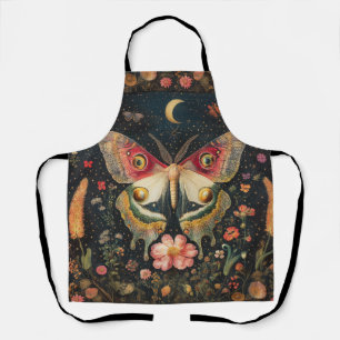 Delantal Hermosa Moth Crescent Moon All-Over Print Apron