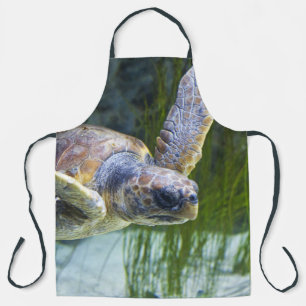 Delantal Hermosa Tortuga Marítima Nadando
