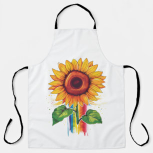Delantal hermosa y elegante huella con girasol