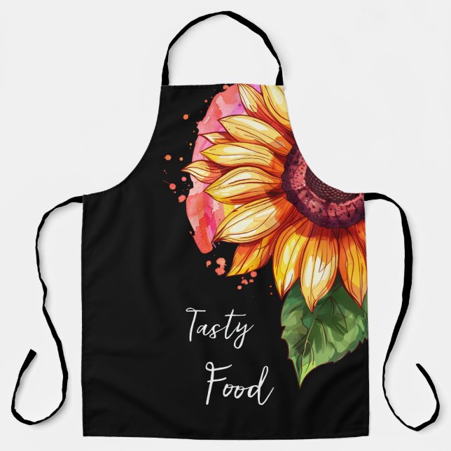 Delantal hermosa y elegante huella con girasol (Anverso)