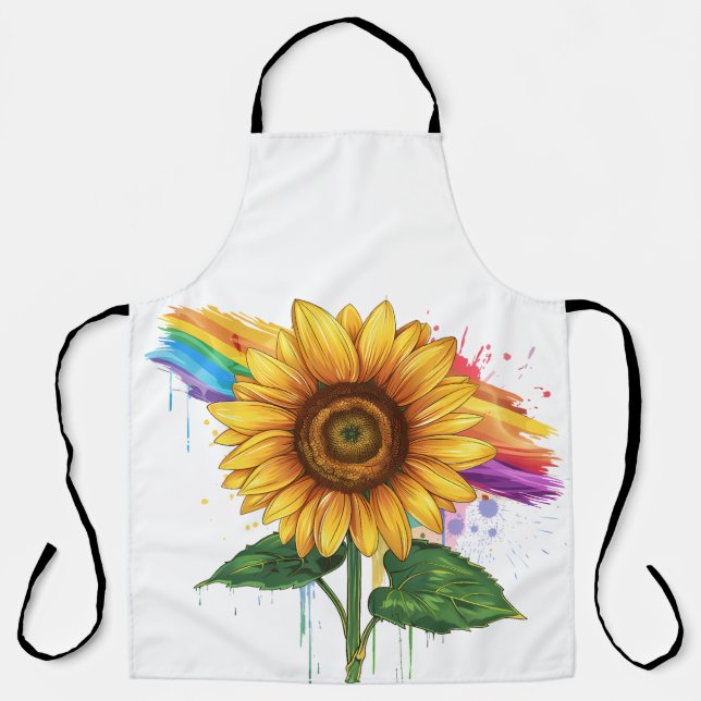 Delantal hermosa y elegante huella con girasol (Anverso)