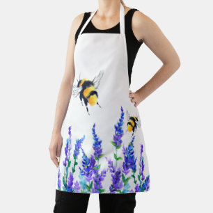 Delantal Hermosas flores de primavera y abejas volando - Di