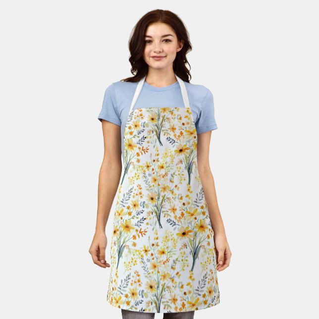 Delantal Hermosas flores silvestres amarillas de primavera (Gastado)