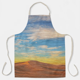 Delantal Hermoso amanecer sobre dunas de arena en madera