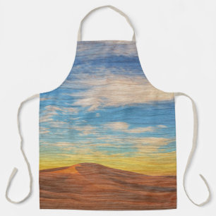 Delantal Hermoso amanecer sobre dunas de arena en madera