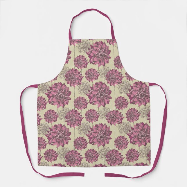 Delantal Hermoso Apron de flores de Dahlia (Anverso)