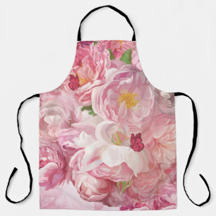 Delantal Hermoso jardín de flores rosadas