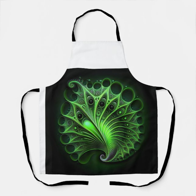 Delantal Hermoso Mandelbrot Verde (Anverso)