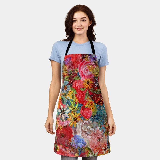 Delantal Hermoso Modelo Floral Brillante Abstracto Abstract (Gastado)