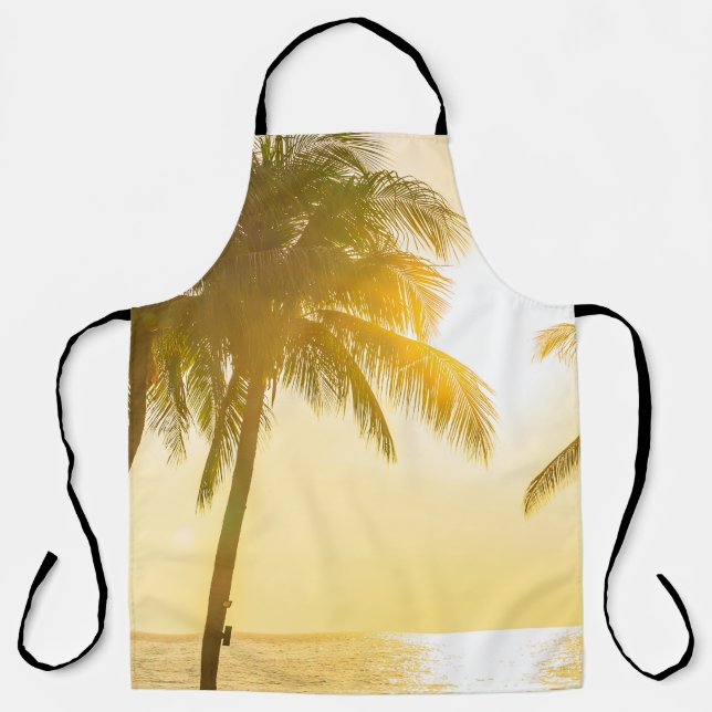 Delantal Hermoso paisaje oceánico con silueta c (Anverso)