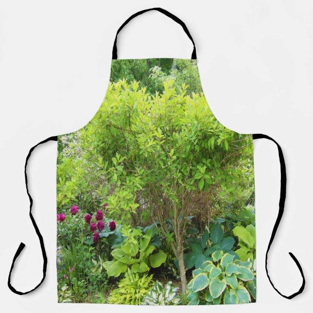 Delantal Hermoso paisaje verde con Hostas (Anverso)