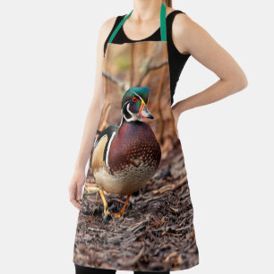 Delantal Hermoso pato de madera macho en el bosque