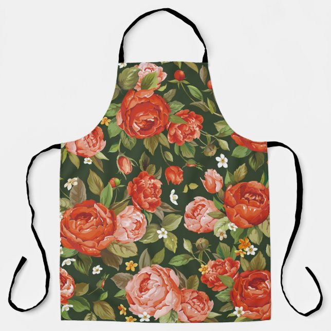 Delantal Hermoso patrón de flores peony sin costura (Anverso)