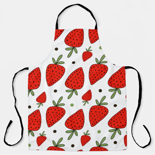 Delantal Hermoso patrón de fresas rojas sin fisuras (Anverso)