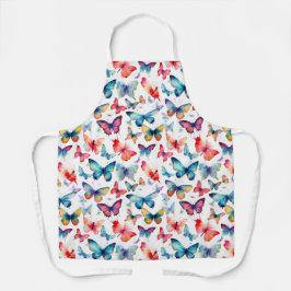 Delantal Hermoso patrón de mariposas en acuarela