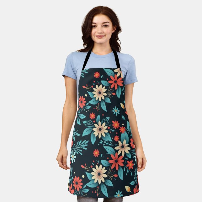 Delantal Hermoso patrón floral de flores-48965 (Gastado)