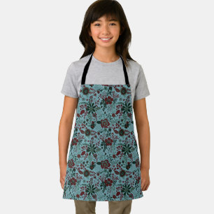 Delantal Hermoso patrón floral pastel azul con estilo retro