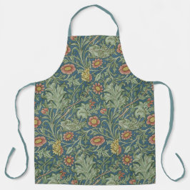 Delantal Hermoso patrón floral William Morris Rosa Verde