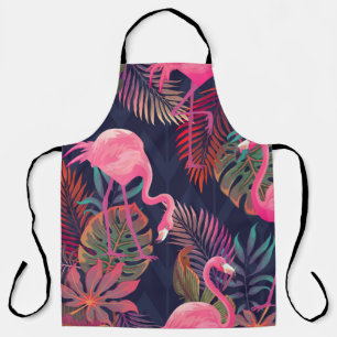 Delantal Hermoso patrón tropical sin costura con flam rosa