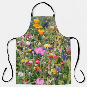 Delantal hermoso prado colorido de flores silvestres