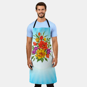 Delantal Hermoso Ramillete De Flores En Acuarela-34123