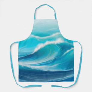 Delantal Hermoso Resumen Suave Olas Azules Azules Splash
