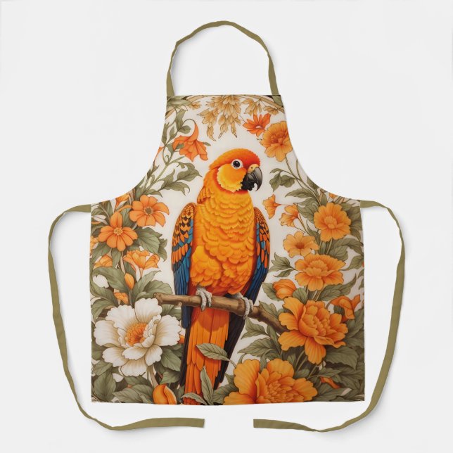 Delantal Hermoso Sun Conure Inspirado en William Morris (Anverso)