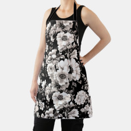 Delantal Hermoso tono sepia negro y claro floral