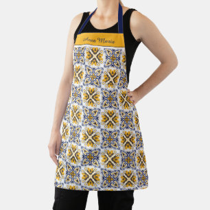 Delantal 💛 💙 🤍 Hermosos Azulejos azules y amarillos