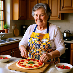 Delantal 💙 🤍 💛 Hermosos Azulejos azules y amarillos