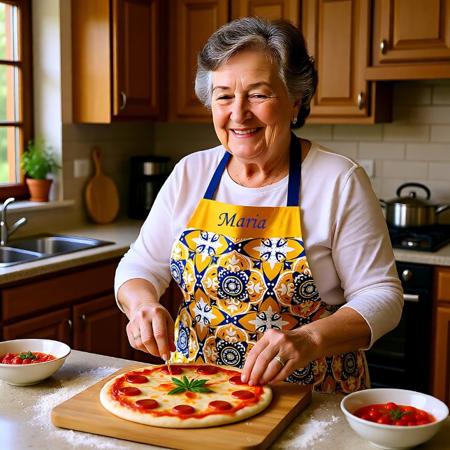 Delantal 💙 🤍 💛 Hermosos Azulejos azules y amarillos (Beautiful blue and yellow Azulejos Apron)