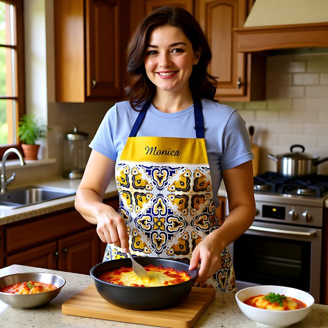 Delantal 💛 💙 🤍 Hermosos Azulejos azules y amarillos (💛💙🤍 Beautiful blue and yellow Azulejos Apron)