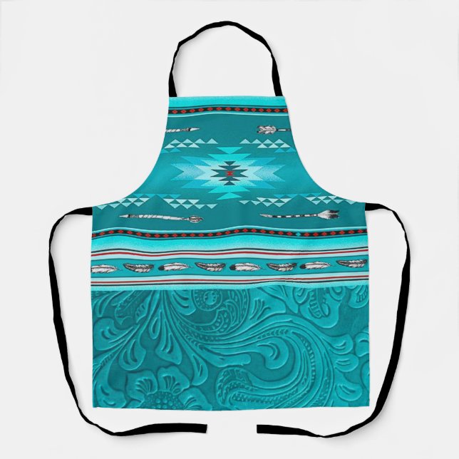 Delantal Herramienta Navajo Tribal Turquoise Faux Leather (Anverso)